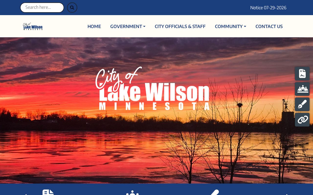 Lake Wilson city website used for contact details rather than warrant records